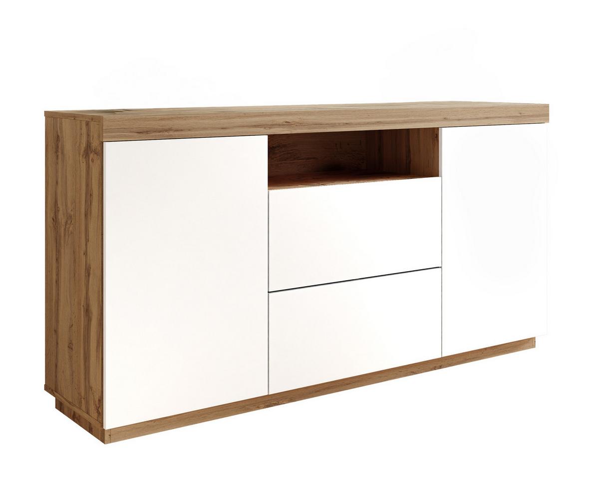 KOMMODE YOSHI 164/42/85 cm Wotan Eiche / Weiß - Naturfarben, Holzwerkstoff (164/85/42cm) - Lookway