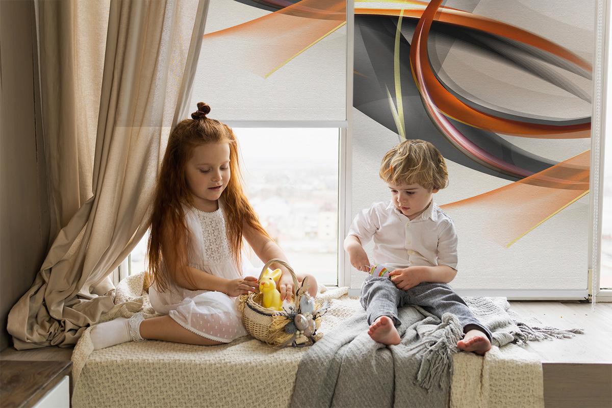INNENROLLO - Fensterrollo - Rollo - 100x100 cm - Orange Linienmuster - Orange, Kunststoff (100/100/0.5cm) - TULUP