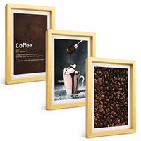 BILDER SET 3er Set - 20x30 cm Goldrahmen - Kaffeegetränk mit Schlagsahne - Goldfarben, Kunststoff (20/30cm) - TULUP