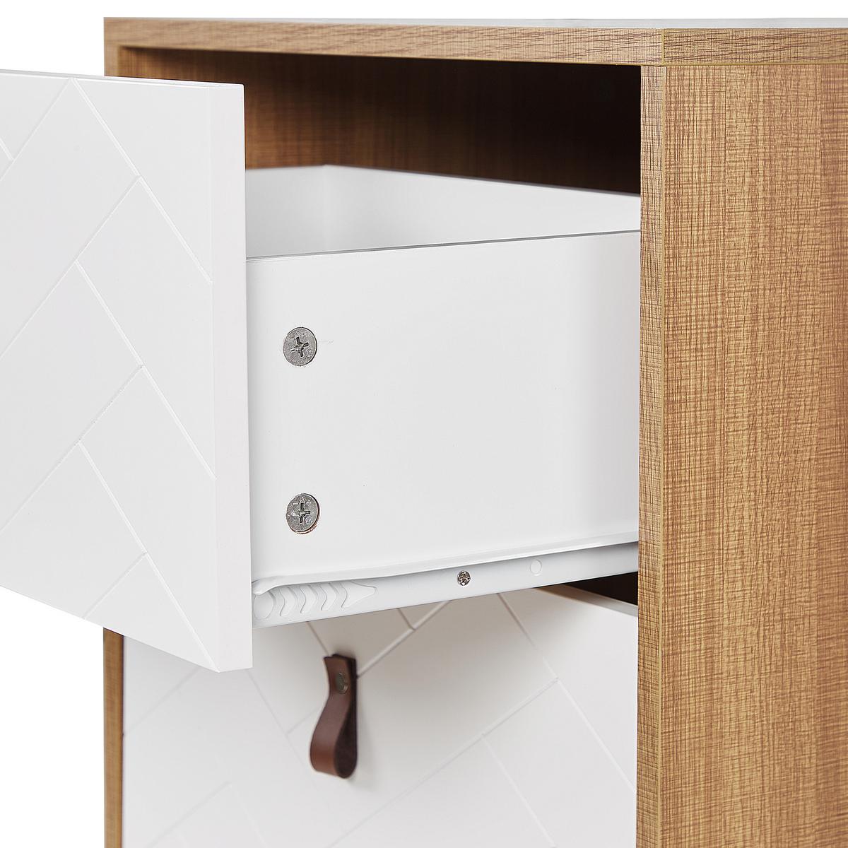 KOMMODE 3 Schubladen heller Holzfarbton/weiß Nueva - Hellbraun/Schwarz, Holzwerkstoff (49/91/38cm) - Beliani