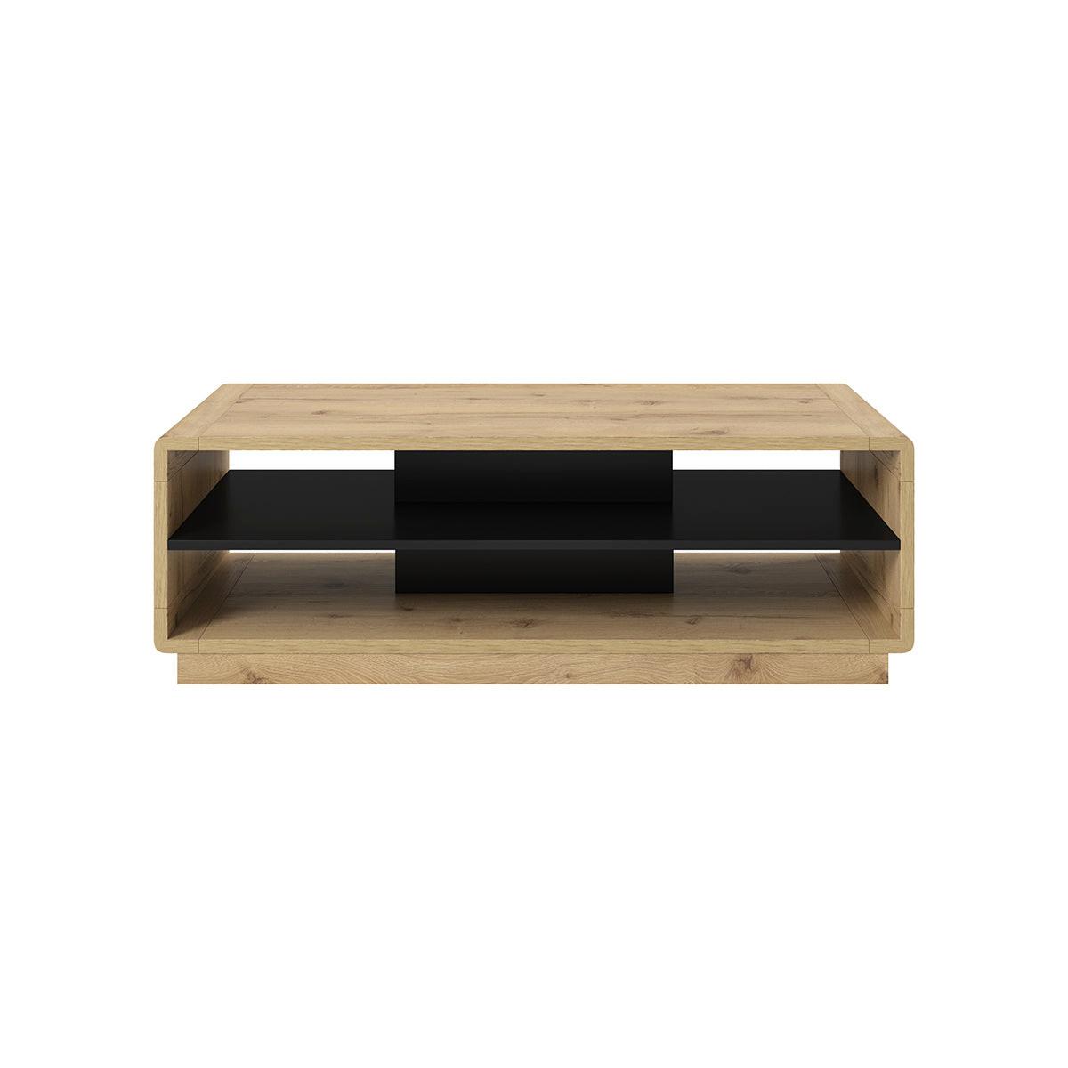 COUCHTISCH Raven Mattschwarz und Holz - Schwarz, Holzwerkstoff (60/120/40cm) - Petits-meubles
