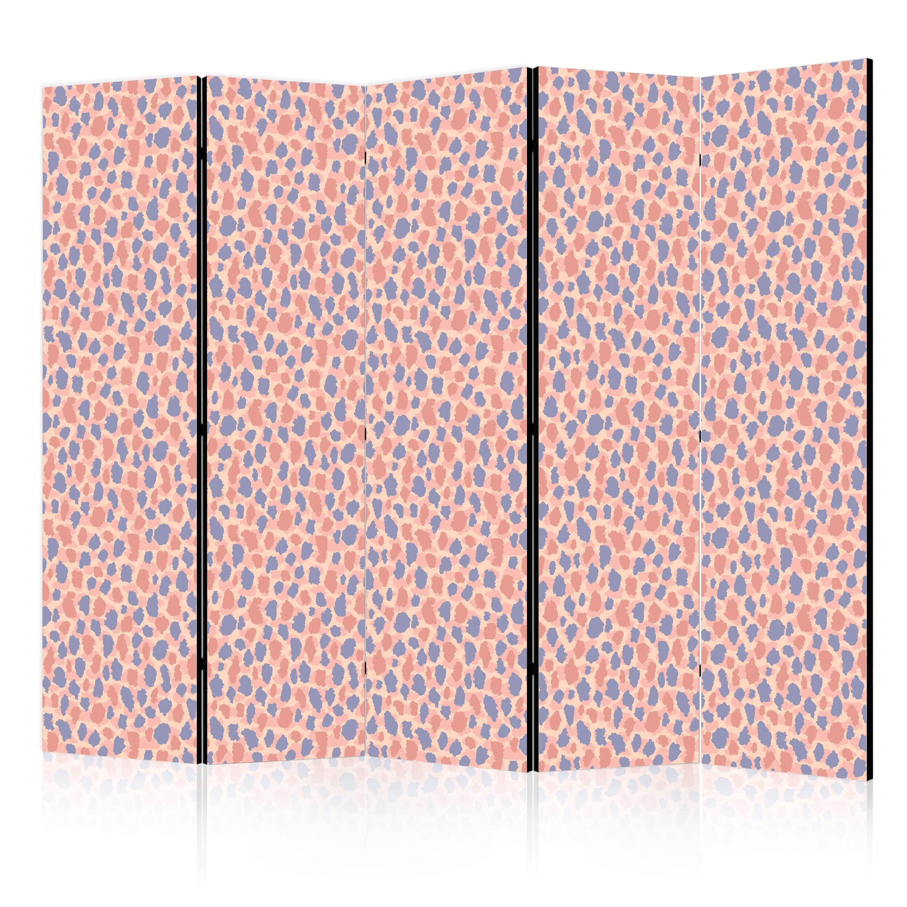 PARAVENT Akustik 5-tlg 225x172 cm Bunte Punkte - Rosa, Holz/Textil (225/172/3cm) - Muralo