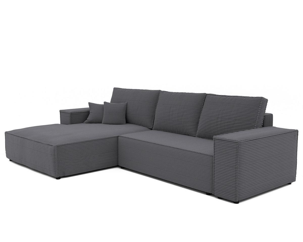 ECKSOFA NOVA Links mit Schlaffunktion und Bettkasten Dunkelgrau - Dunkelgrau, Kunststoff/Textil (294/185cm) - Idohome