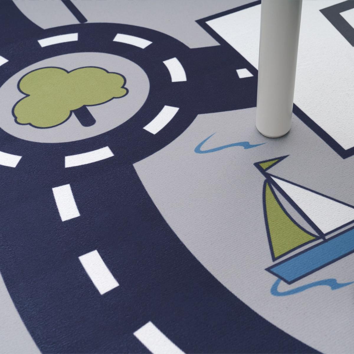 KINDERTEPPICH Waschbar, mit Zahlen‑Hüpfkästchen‑Muster, Grau, 100 x 200 cm - Grau, Textil (200/100cm) - KADIMA DESIGN