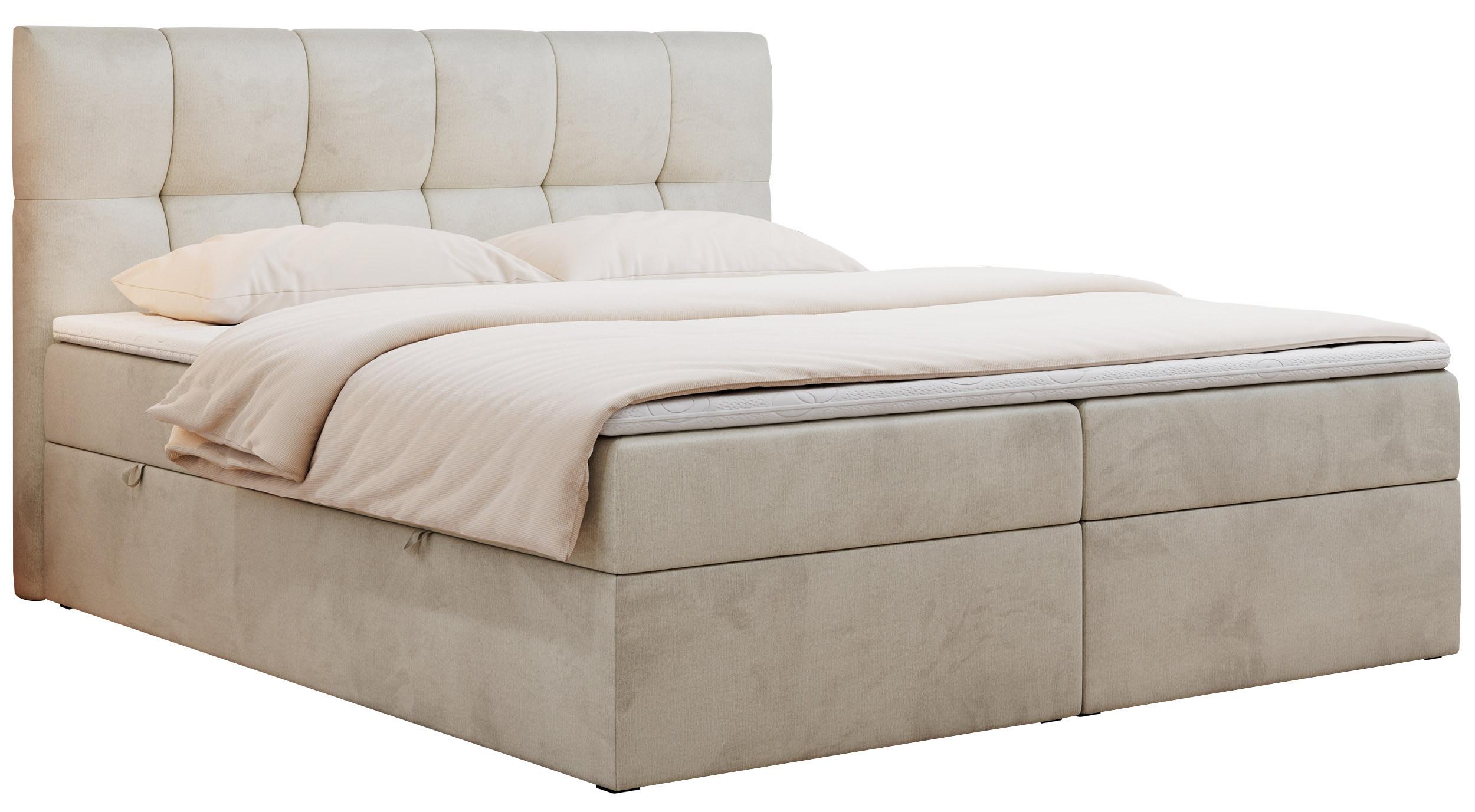 BOXBETT RICO 140/200 Beige Velvet - H3 - Beige, Holz/Textil (140/200cm) - MKS