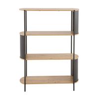REGAL mit 4 Ebenen in Holzoptik und schwarzen Metallseiten - Apfelbaumfarben, Holzwerkstoff (34/133.5/100cm) - Calicosy