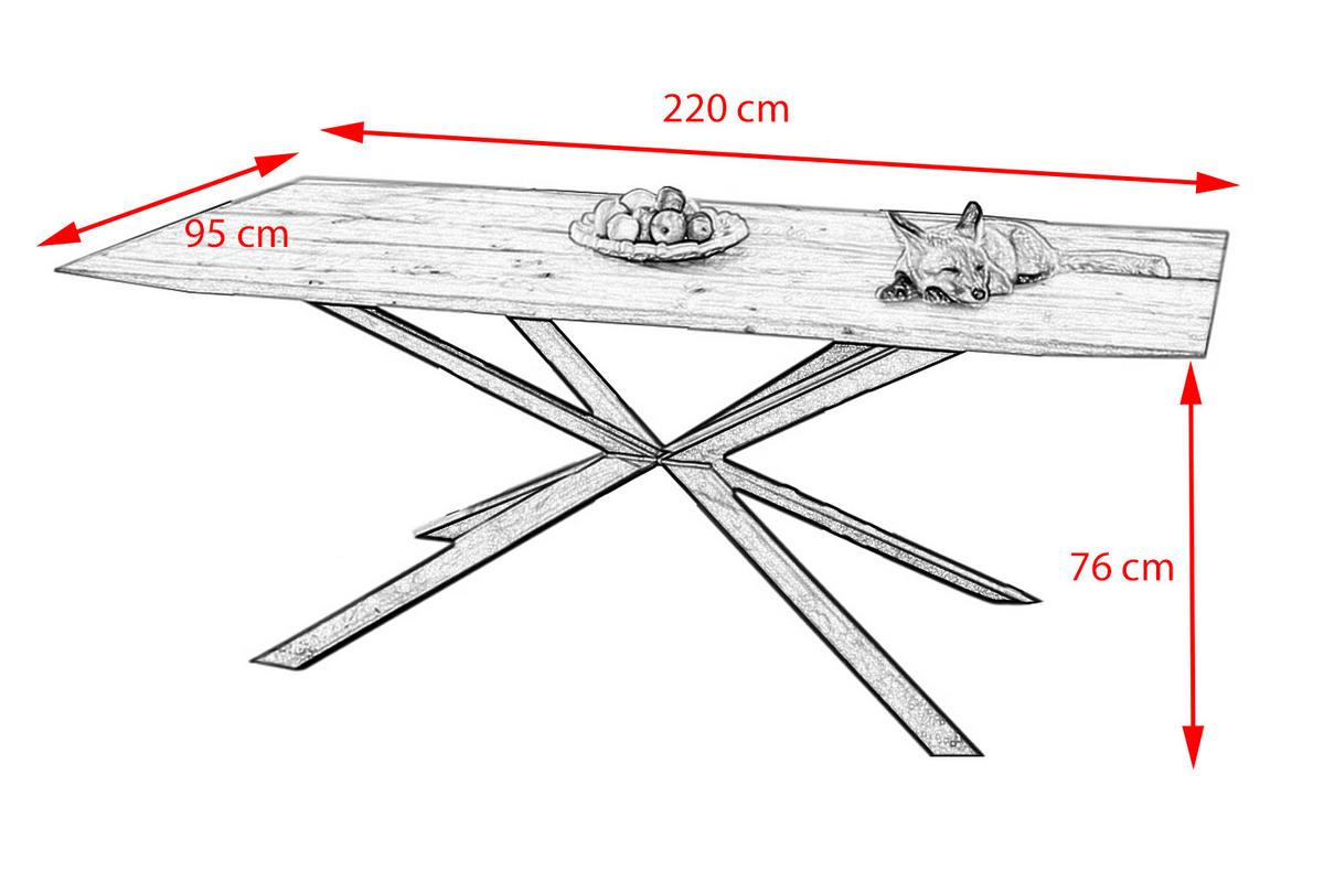 ESSTISCH YOSHA Holz - Zwetschgeholzfarben/Schwarz, Holz (95/220/76cm) - KAWOLA