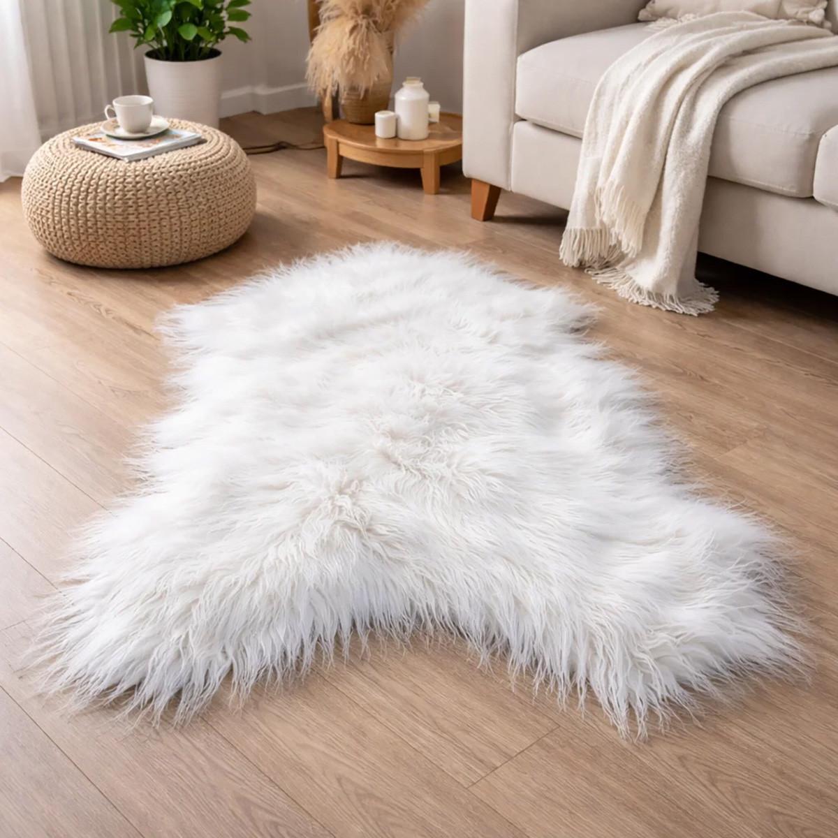 SCHAFFELL Langhaar skandinavisch weich chromfrei Naturweiß ca. 115 cm - Weiß, Fell (65/115cm) - Provellus