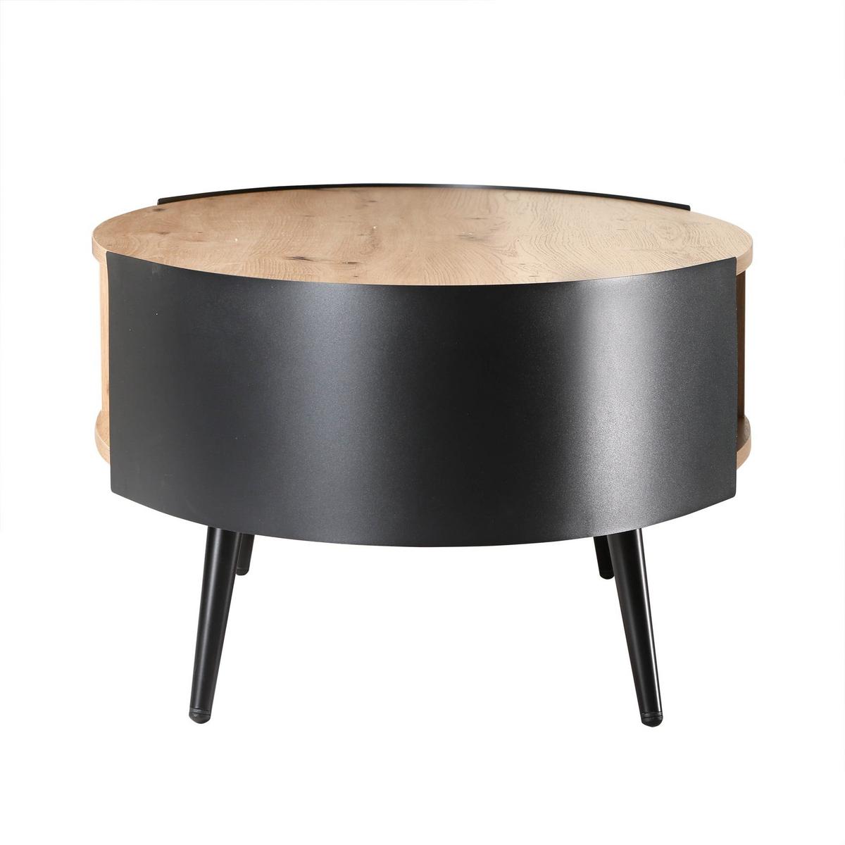 COUCHTISCH mit schwarzen Metallseiten 120/60/39 cm - Eschefarben, Holzwerkstoff (68/60/39cm) - Calicosy