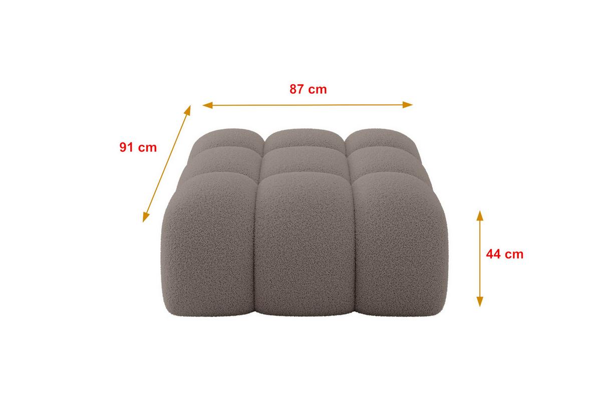 POUF OLEA-PUF 91x87x44 cm Braun Bouclé Modular Sitzhocker - Dunkelbraun/Schwarz, Holzwerkstoff/Kunststoff (91/44/87cm) - ALTDECOR