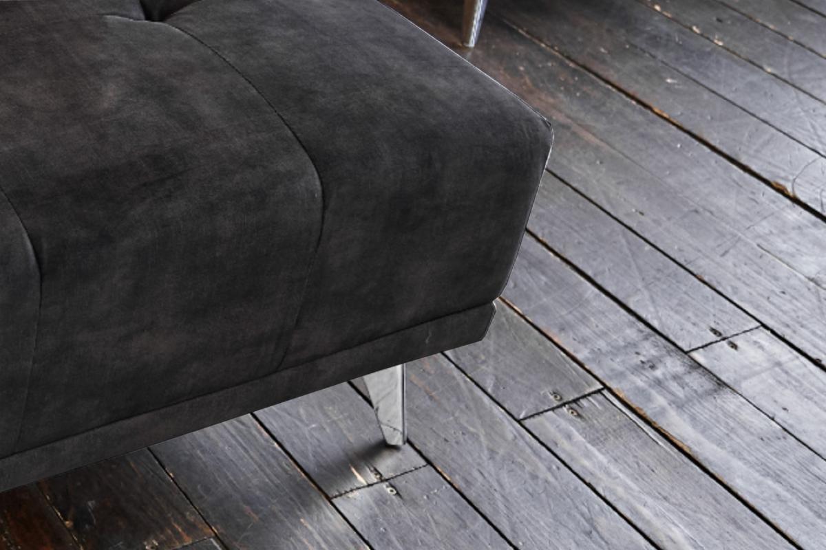 HOCKER WIOLO Anthrazit Velvet - Anthrazit/Silberfarben, Textil/Metall (110/42/110cm) - KAWOLA
