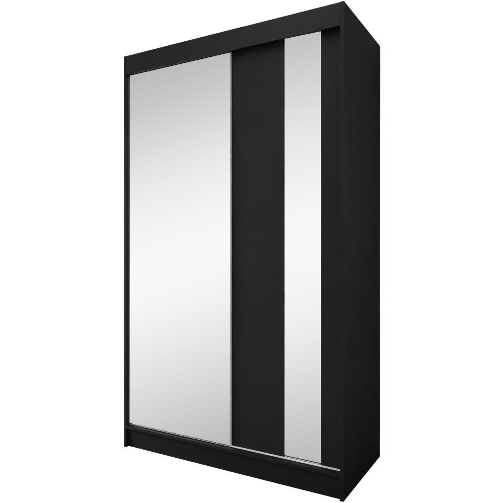 SCHWEBETÜRENSCHRANK Gaja 120/216/61 schwarz mit Spiegel - Schwarz, Holzwerkstoff (120/216/61cm) - Beautysofa