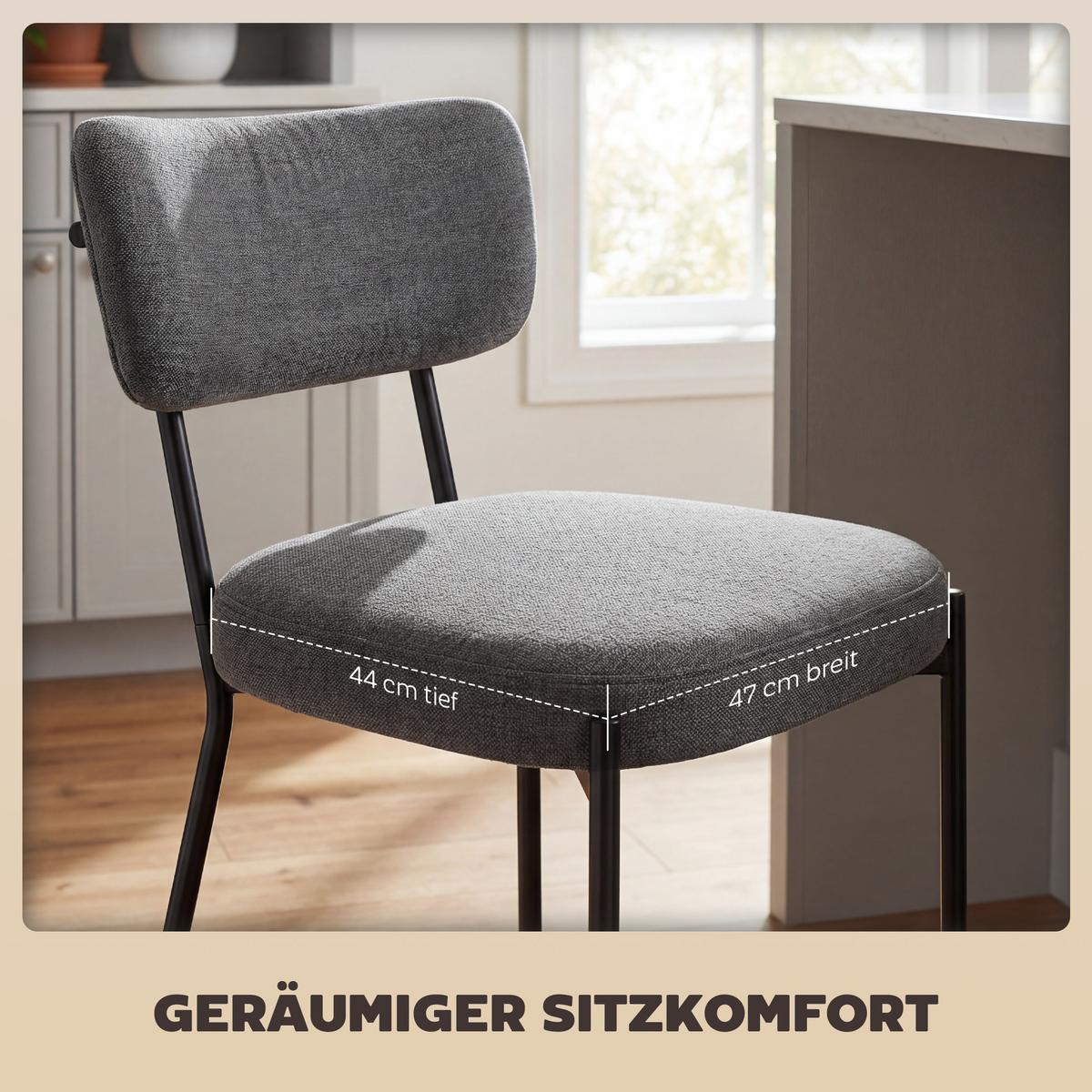 BARHOCKER SET 2 TLG. aus Polyester Metall Grau - Schwarz/Grau, Textil/Metall (49/93/53cm) - HOMCOM