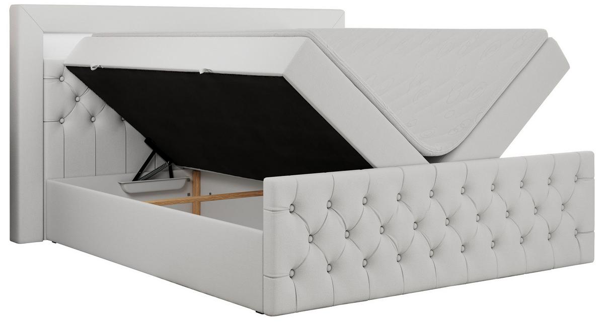 BOXBETT GOLD-9 LED 200/200 Weiß Kunstleder - H4 - Weiß, Holz/Textil (200/200cm) - MKS