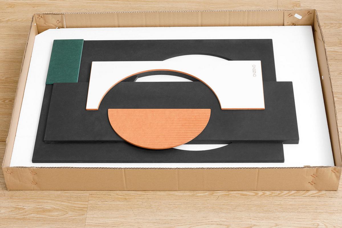 HOLZBILD Schwarz-Weiß 50/74,5 cm - Schwarz/Orange, Metall (4.65/74.5cm) - KUNSTLOFT