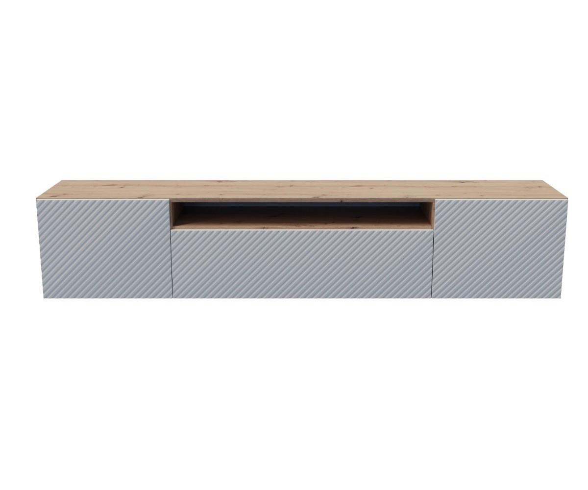 LOWBOARD CAVA 200/41/40 cm, Hängender TV-Schrank Eiche Artisan - Weiß/Eiche Artisan, Holzwerkstoff (200/41/40cm) - MASSENO