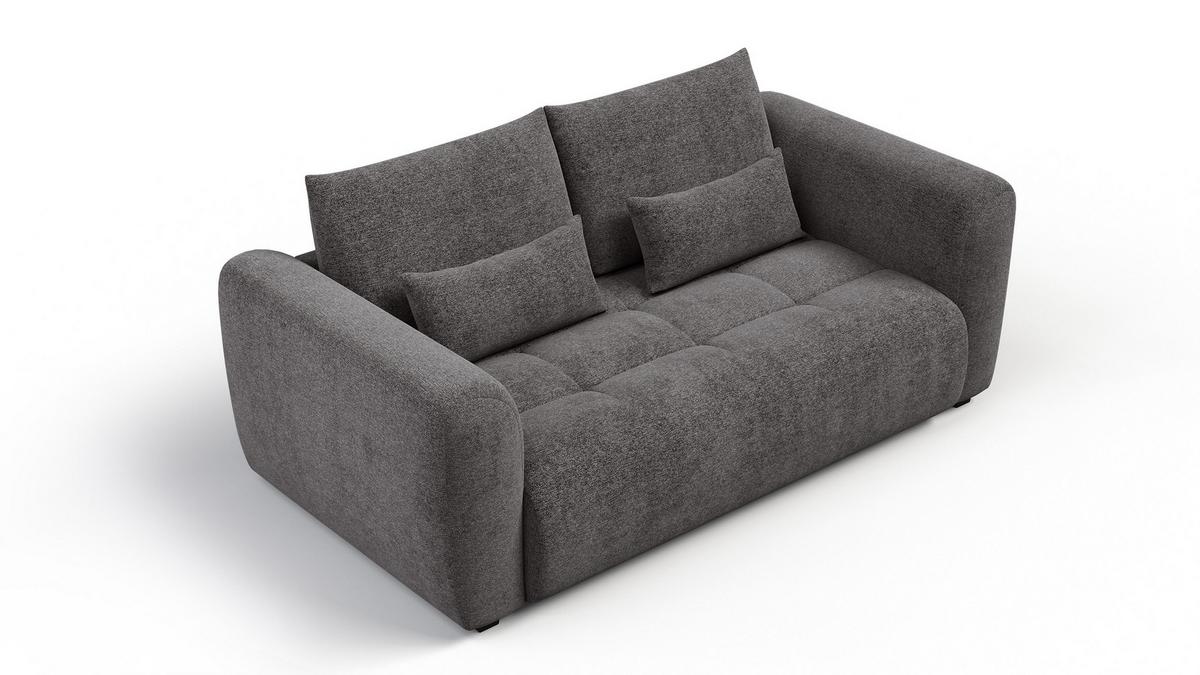 SOFA SORENO 3-Sitzer, dunkelgrau - Dunkelgrau/Schwarz, Holz/Textil (214/94/114cm) - Wozimo