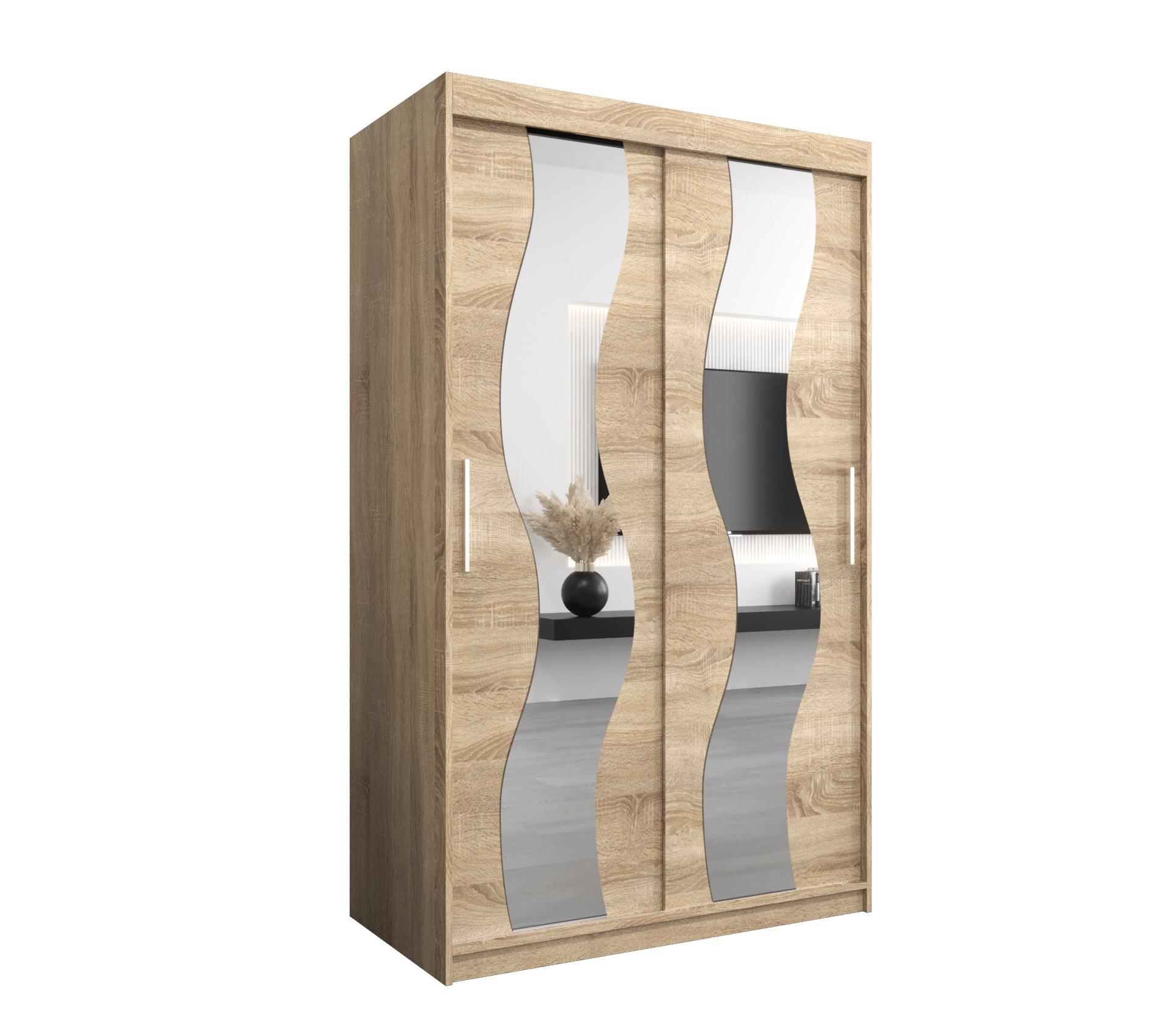SCHWEBETÜRENSCHRANK 200/120/62 2-türig - Silberfarben/Sonoma Eiche, Holz/Kunststoff (120/200/62cm) - MÖBEL KRYSPOL
