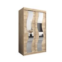 SCHWEBETÜRENSCHRANK 200/120/62 2-türig - Silberfarben/Sonoma Eiche, Holz/Kunststoff (120/200/62cm) - MÖBEL KRYSPOL