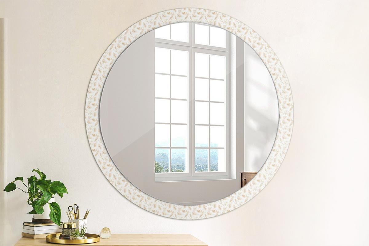 SPIEGEL Rund Ø 100 cm mit Aufdruck - Creme, Glas (100/100/0.4cm) - Wallfluent