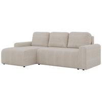 ECKSOFA NESSARO L Beige Cord - Links Seite - Beige/Schwarz, Kunststoff/Textil (244/151cm) - MKS