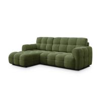 ECKSOFA MELLOW 3-Sitzer, olive - Schwarz/Grün, Holz/Textil (232/156cm) - Wozimo