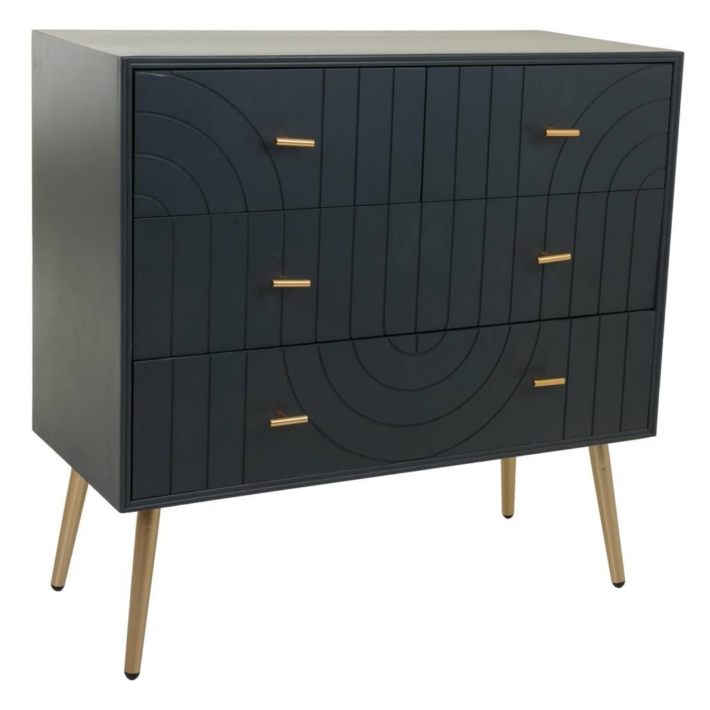 KOMMODE aus Holz und Metall, Schwarz 80x37x78 - Grau, Holzwerkstoff (80/37/78cm) - Wanderlust