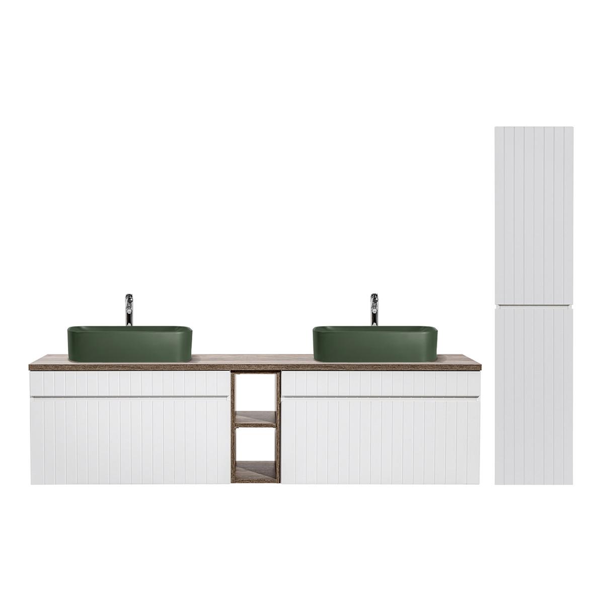 BADMÖBEL 180cm Zelie 2er-Set Weiß - Weiß, Holzwerkstoff (180/48/46cm) - Petits-meubles