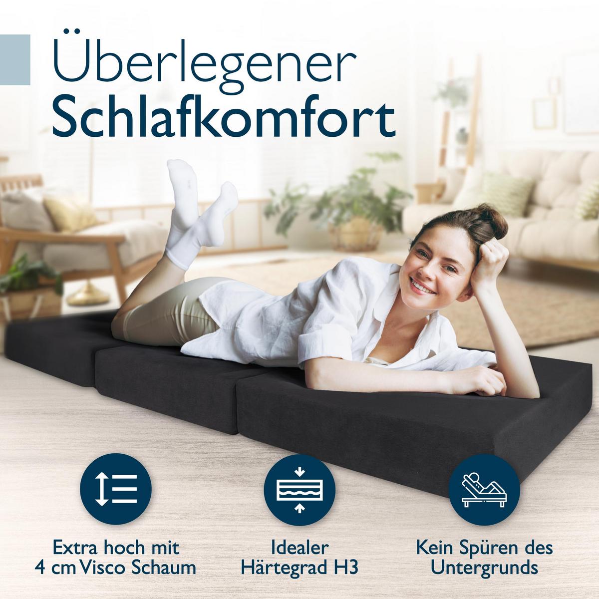 VISCO KLAPPMATRATZE VS95 195/75/14 cm Anthrazit - Anthrazit, Kunststoff/Textil (75/195cm) - Beautissu 