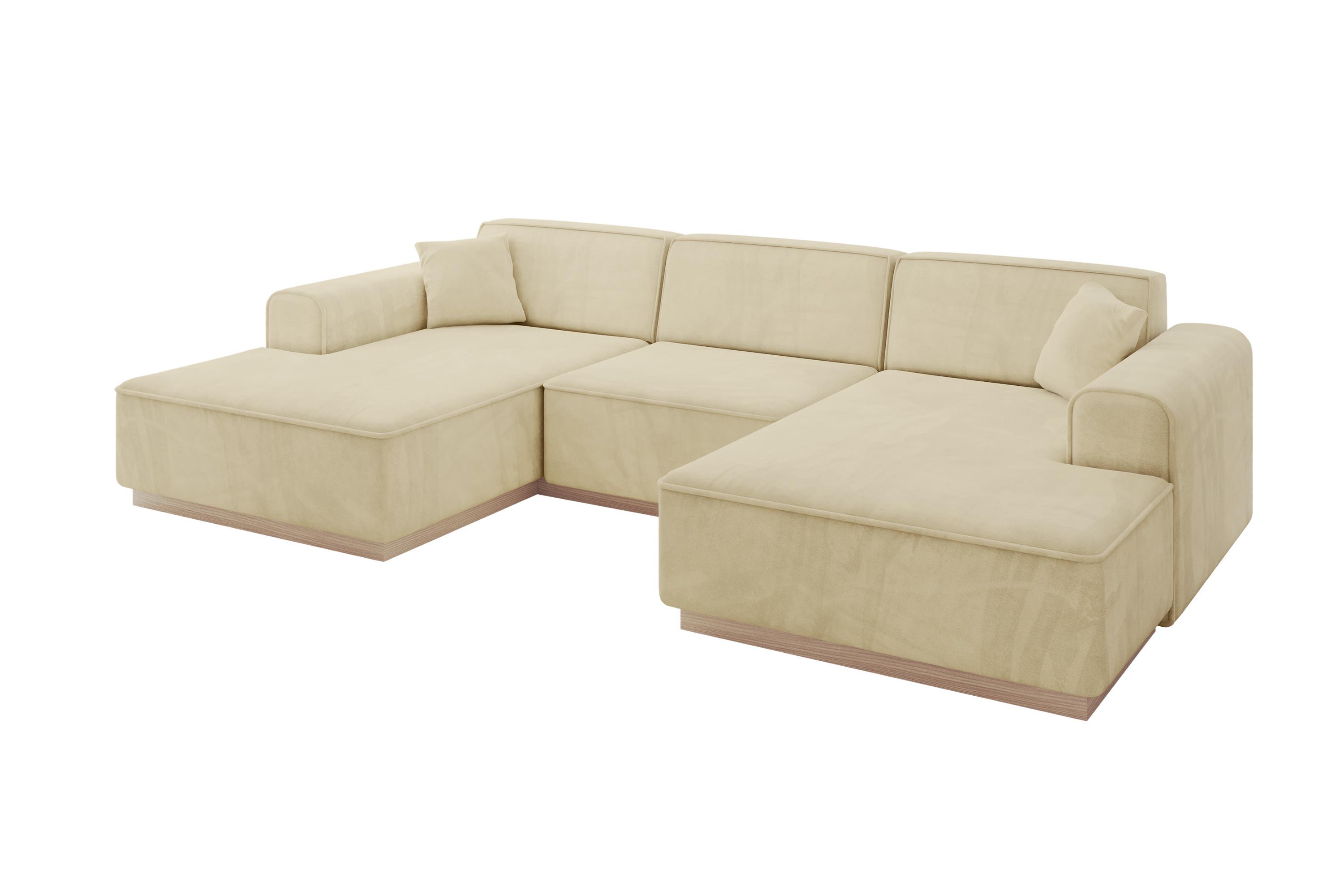 WOHNLANDSCHAFT IREA-U1 - 301x165x80 cm Beige - Taupe/Ecru, Holzwerkstoff/Textil (301/80/165cm) - ALTDECOR