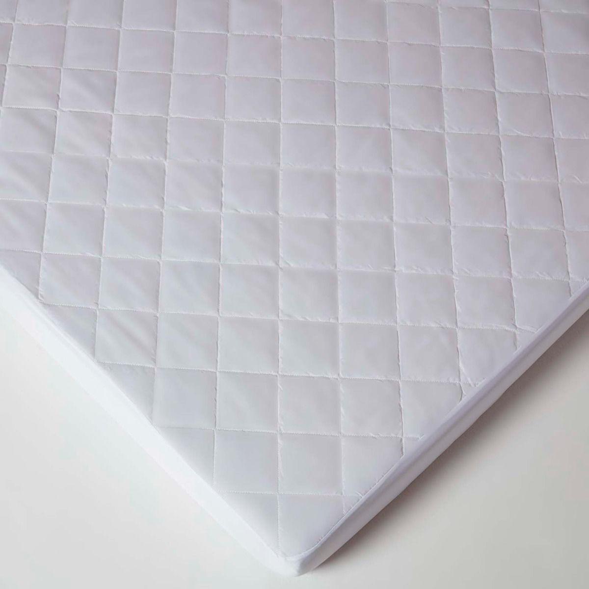 MATRATZENSCHONER 90/190 cm gesteppt mit Spannumrandung - Weiß, Textil (90/190cm) - Homescapes