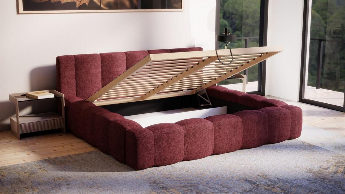 POLSTERBETT Lizeth In Perfect Harmony - Rot, Holzwerkstoff/Textil (200/200cm) - Fun Möbel