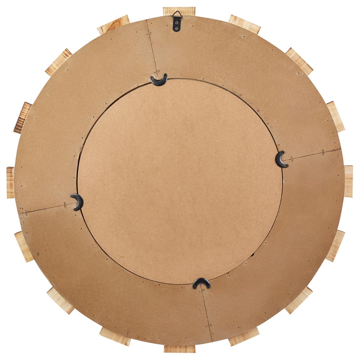 WANDSPIEGEL heller Holzfarbton rund 66 cm Ecatepec - Hellbraun/Schwarz, Holzwerkstoff (66/66/4cm) - Beliani