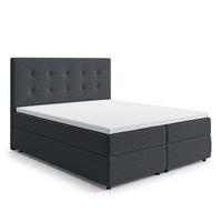 BOXBETT SAKARYA 180x200 cm mit Bettkasten und Matratze - Schwarz + TOPPER - Schwarz, Holz/Holzwerkstoff (180/200cm) - AX Living