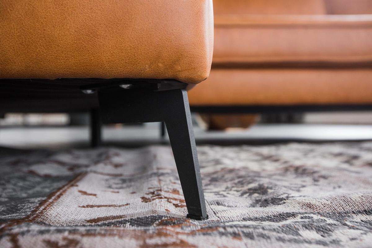 ECKSOFA BLOOM Braun Leder - Schwarz/Braun, Leder/Metall (276/177cm) - KAWOLA