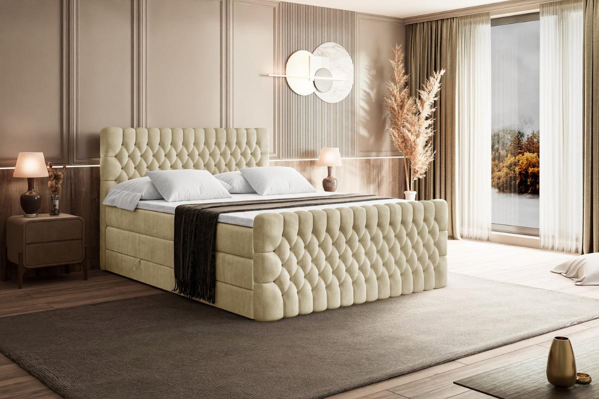 BOXSPRINGBETT SERENE-Z KING - 140 x 200 - H3/H4 - Beige - Beige, Holzwerkstoff (140/200cm) - ALTDECOR