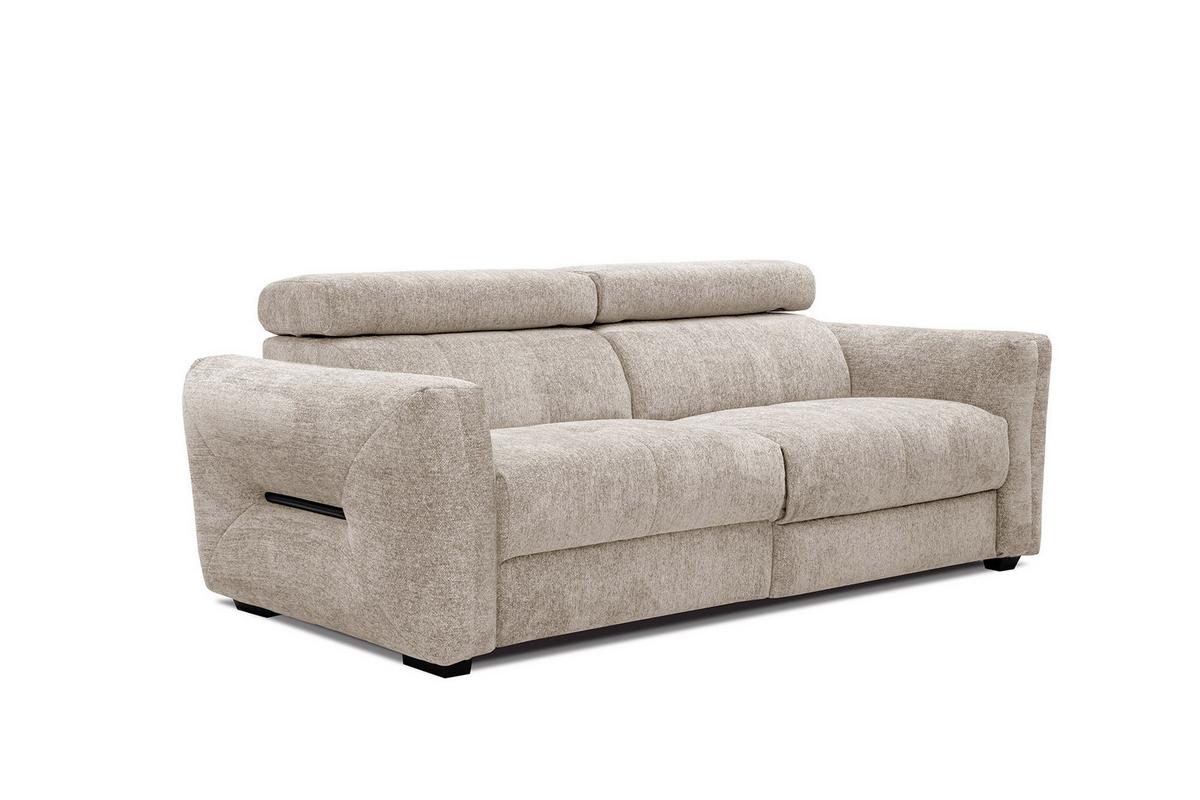 SOFA CALVERA 3-Sitzer mit 1 Relaxfunktion, ecru - Ecru, Holzwerkstoff/Textil (204/79/106cm) - Wozimo