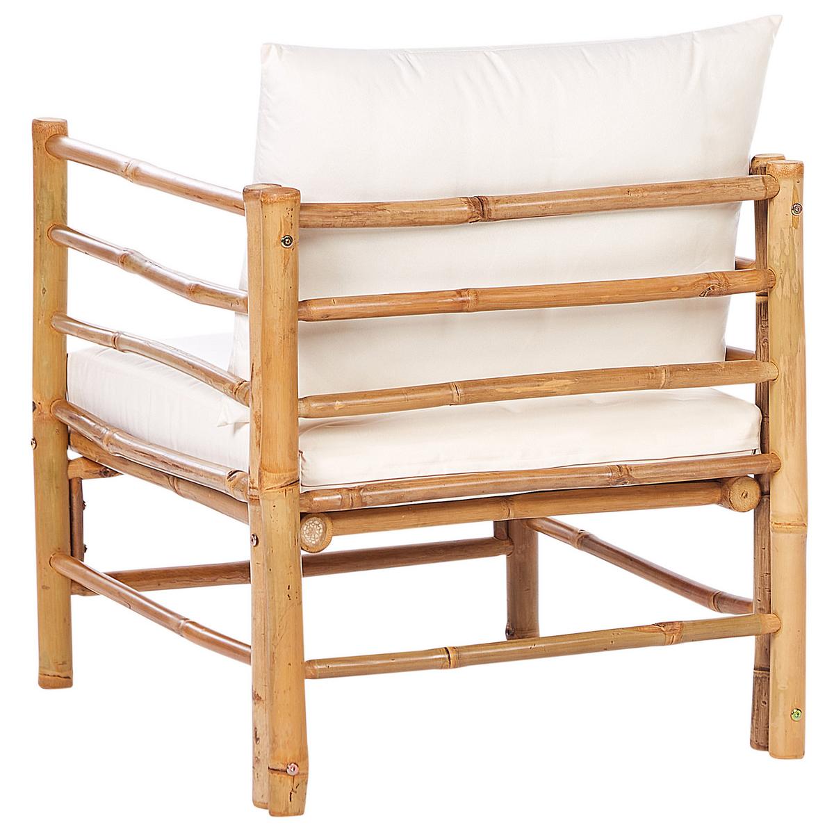 LOUNGE SET 4-Sitzer Bambusholz hellbraun 3-teilig Auflagen cremeweiß Cerreto - Creme, Holz - Beliani