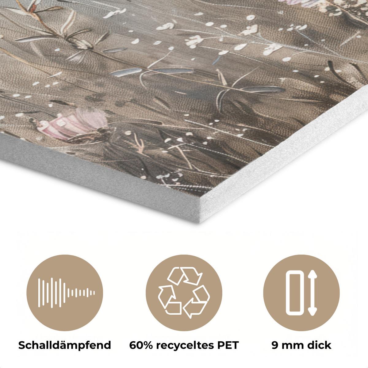 AKUSTIKBILD Blumen - Rosa - Modern - Beige Wanddeko 70x50 cm - Beige, Kunststoff (70/50/0.9cm) - MuchoWow