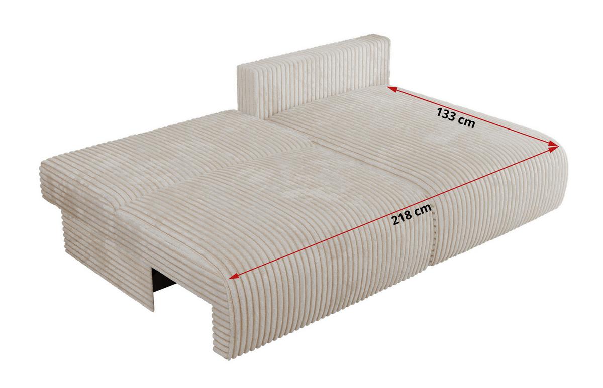 ECKSCHLAFSOFA VIVO L Creme Cord - rechts - Creme/Schwarz, Kunststoff/Textil (150/223cm) - MKS