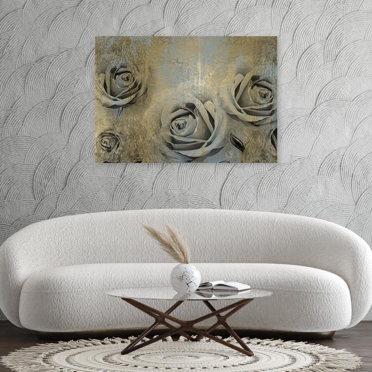 WANDBILD goldene rosen - Goldfarben, Textil (60/40cm) - Feeby