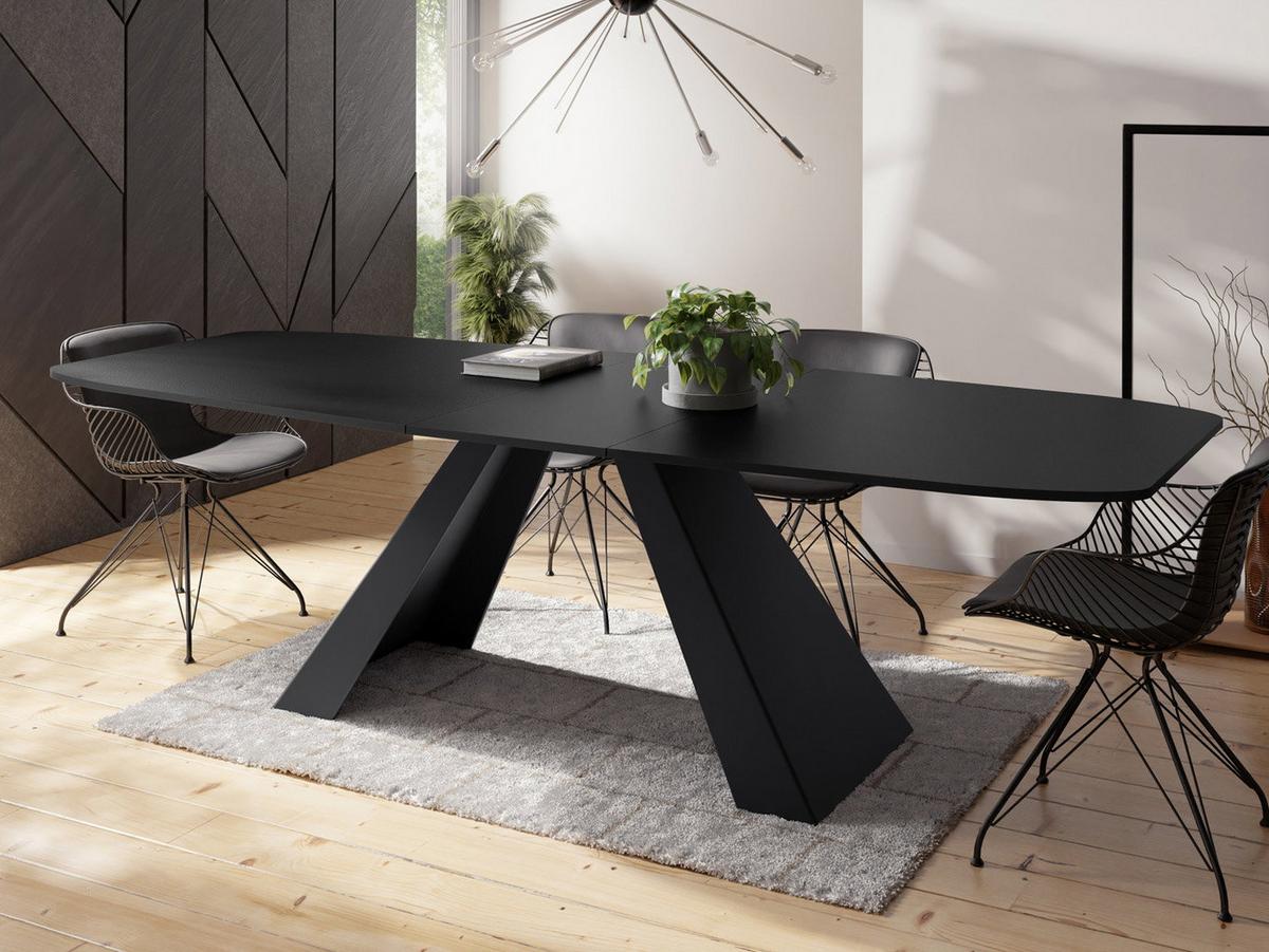 ESSTISCH Monte rechteckig ausziehbar, Schwarz 160-200/80/76 cm - Schwarz, Holzwerkstoff/Metall (80/198/76cm) - WFL GROUP