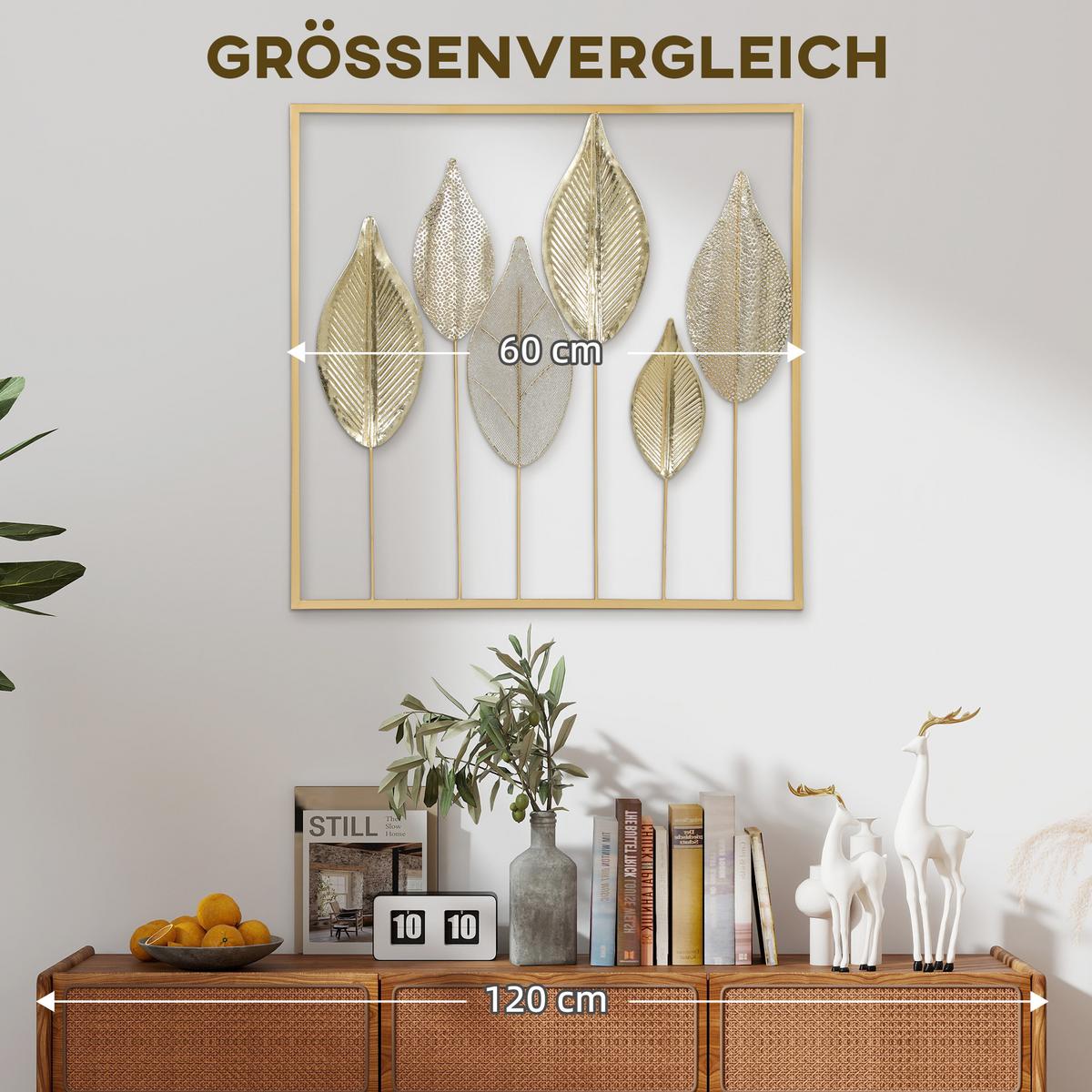 METALL-WANDDEKO Metall Gold - Goldfarben, Metall (2.5/70/70cm) - HOMCOM