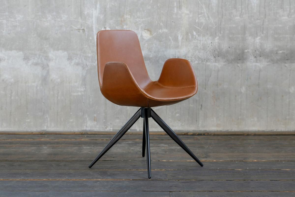 DREHSTUHL QUEN Braun Kunstleder Drehbar (180°) - Braun, Leder (55/82/55cm) - KAWOLA