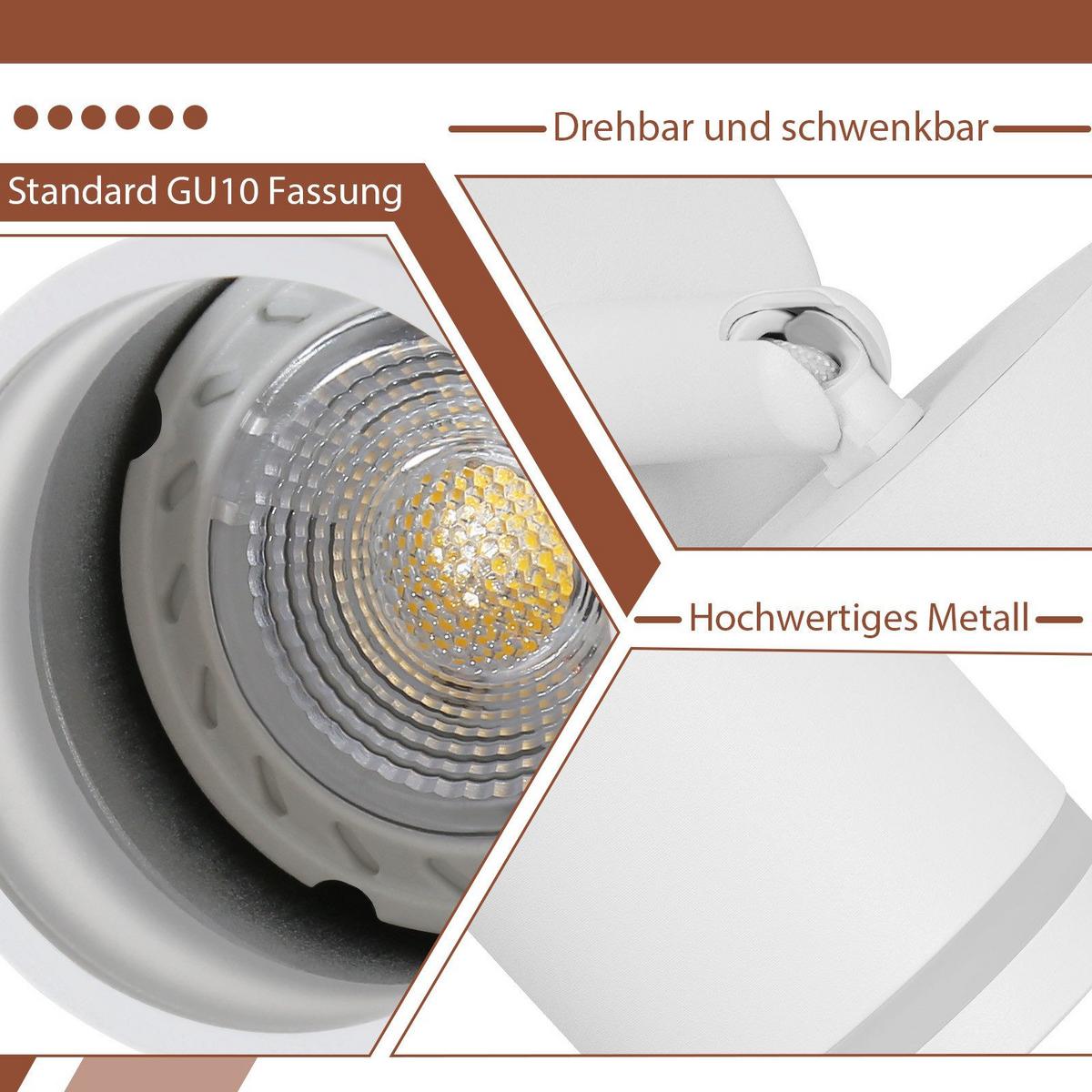 DECKENSTRAHLER Heilbronn 2-flammig 20/20/17 cm - Weiß, Metall (20/20/17cm) - Nettlife