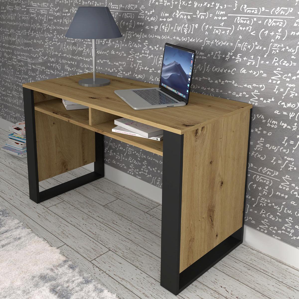 SCHREIBTISCH Gani Holz und Mattschwarz - Schwarz, Holzwerkstoff (120/55/75cm) - Petits-meubles
