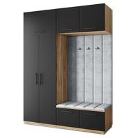 GARDEROBENSCHRANK REMA 180/240/60 cm Modern Eiche Wotan - Eiche Wotan/Hellgrau, Holzwerkstoff (180/240/60cm) - MASSENO