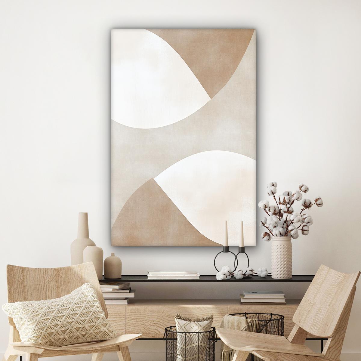 LEINWANDBILD Braun - Japandi - Abstrakt Deko XXL 80x120 cm - Sandfarben, Textil (80/120cm) - MuchoWow