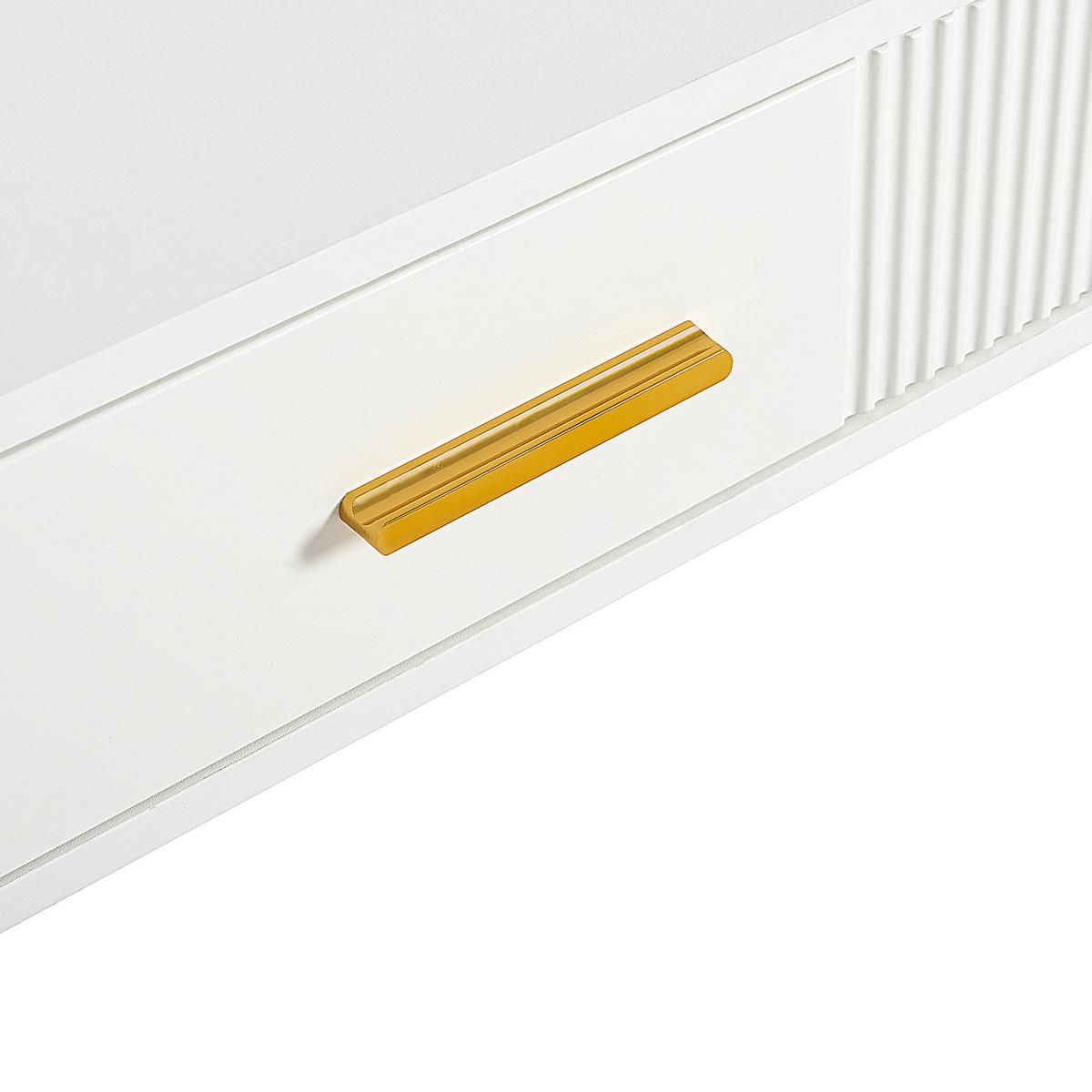 SCHMINKTISCH in Weiß mit goldenen Metallbeinen & 2 Schubladen - Weiß, Holzwerkstoff (100/76/40cm) - Urban Meuble