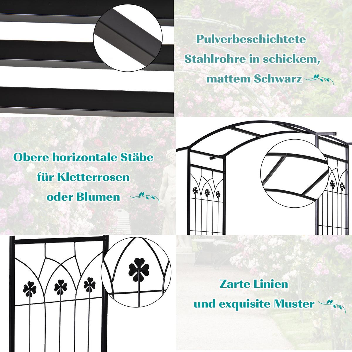SITZBANK, Bogendach, 154 x 60 x 205 cm, Metall, Schwarz - Schwarz, Metall (60/205/154cm) - Outsunny